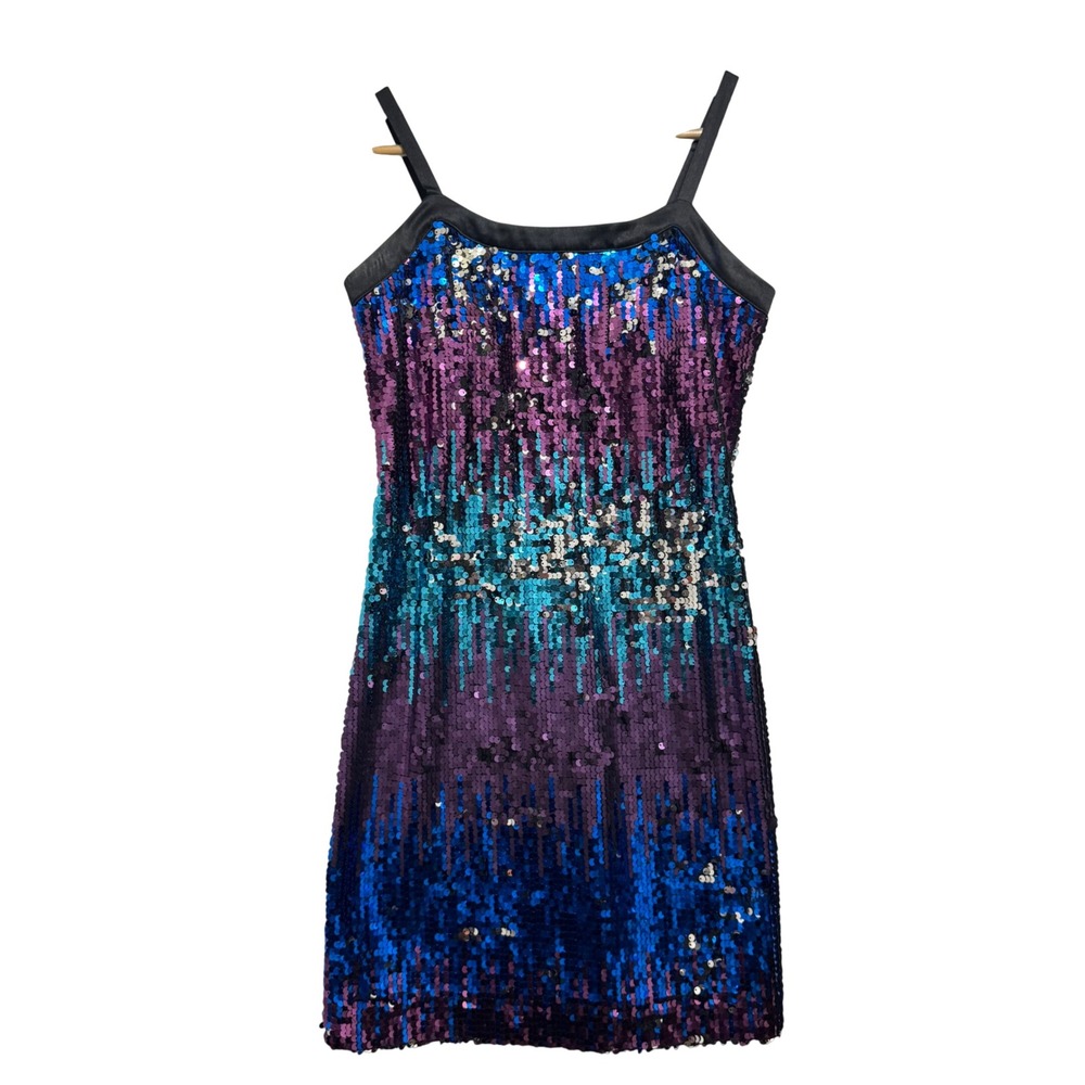 Laundry by Shelli Segal Sequin Mini Dress Sparkle Party Cocktail BluePurple Sz 2 - Picture 2 of 9
